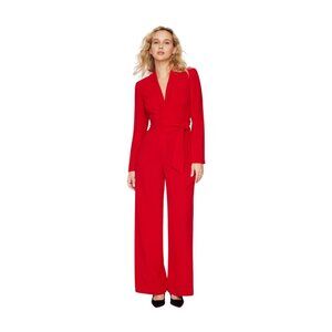 NWT Rania Belted Blazer Jumpsuit Red Size Small